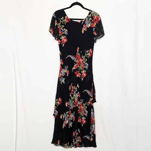 Vintage Eva Blue Floral Maxi Dress Beaded - Picture 2 of 11